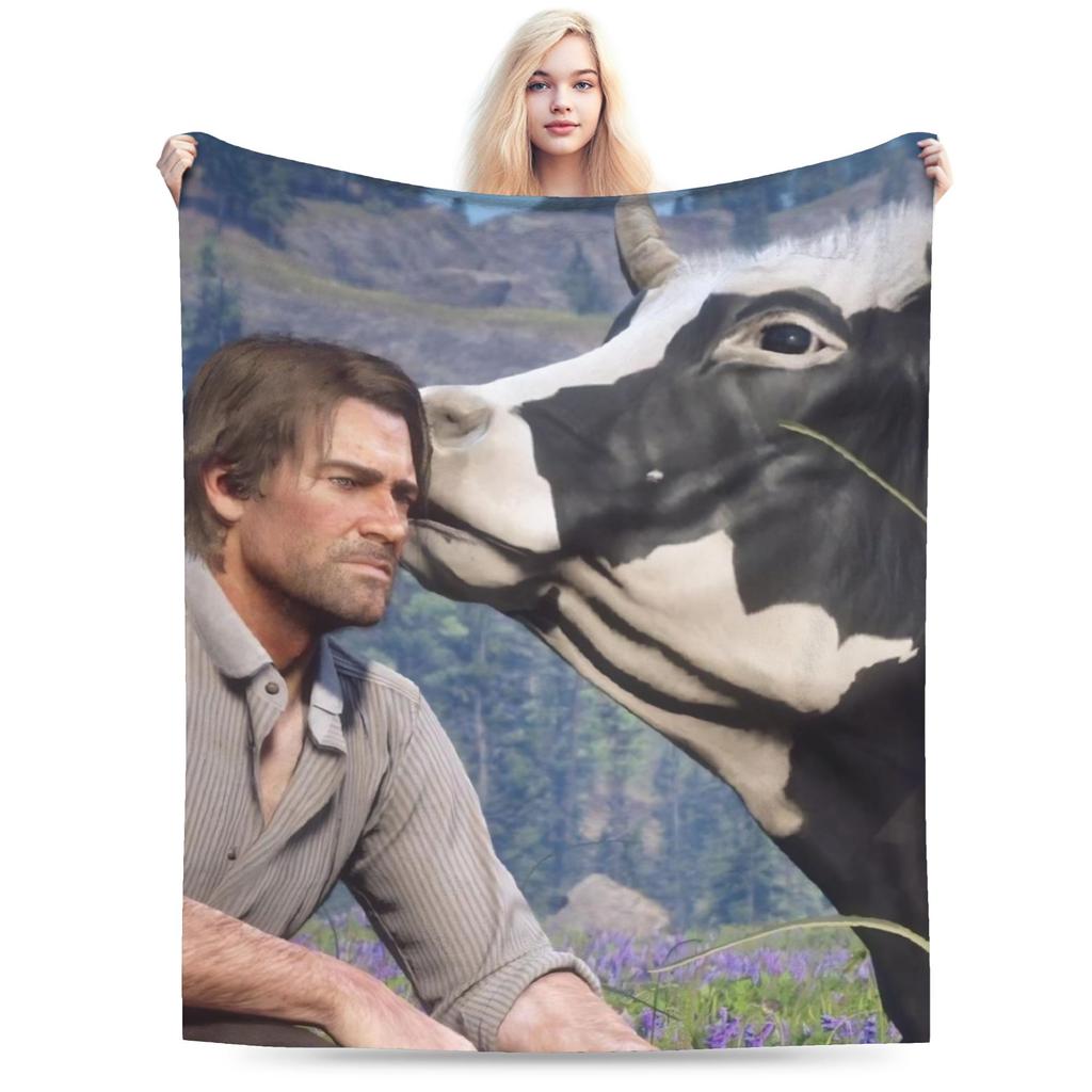 Arthur Morgan Baby Mädchen Gestrickte Decke Flanell RDR2 Spiel Super Warme Überwurfdecke für Draußen Reisen Schlafzimmer Steppdecke