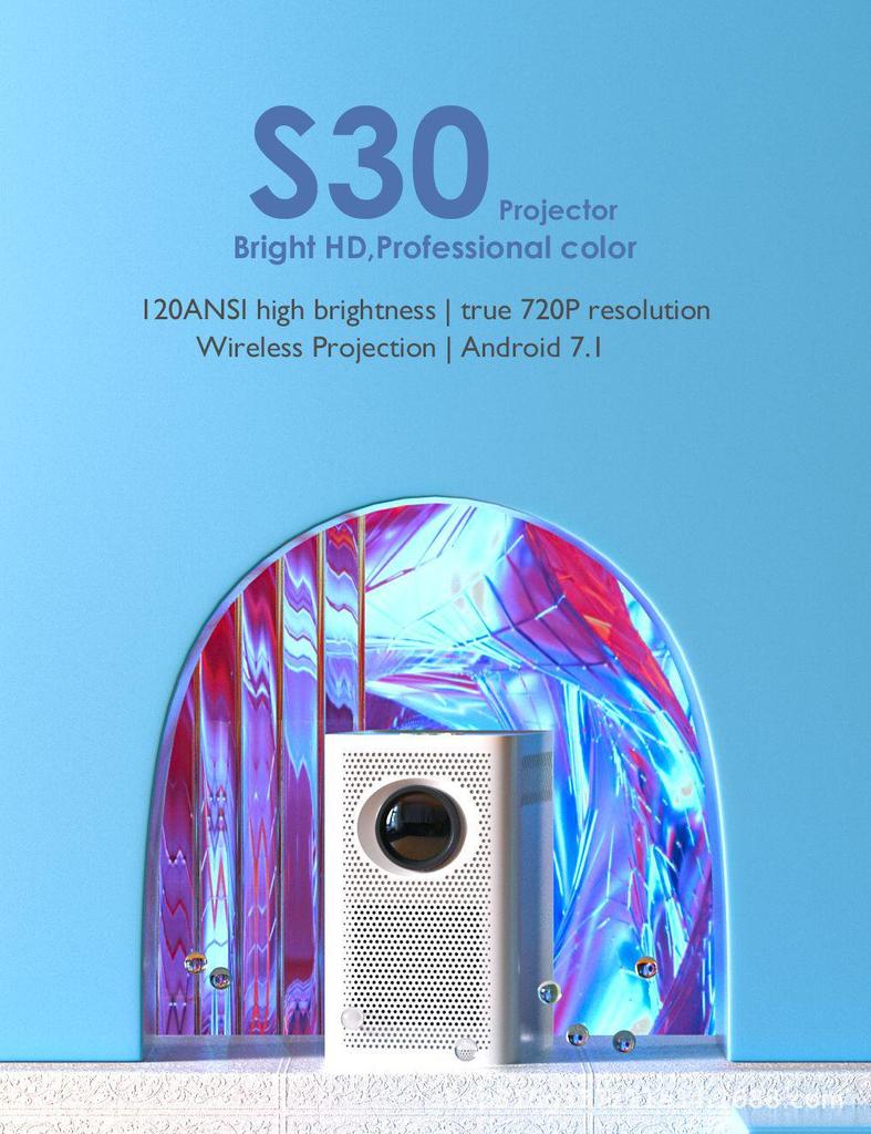 Kuangjie S30max Portable 4K Projector for Home, Office, and Mobile Screen Mirroring