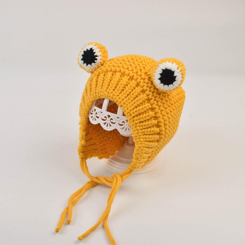 Baby Hat Autumn and Winter Infant Woolen Hat Frog Baby Hat Cute Super Cute Plus Velvet Warm Knitted Hat