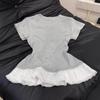 Korean Sweet Lace Hem Short-sleeved T-shirt Women's Spring and Summer New Design Sense Age-reducing Round Neck Inner Top