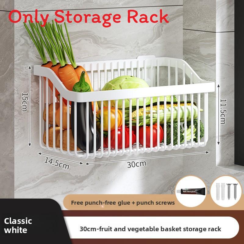 Kitchen Wall Mount Spice Storage Rack With Carbon Steel Material For Fresh Vegetables