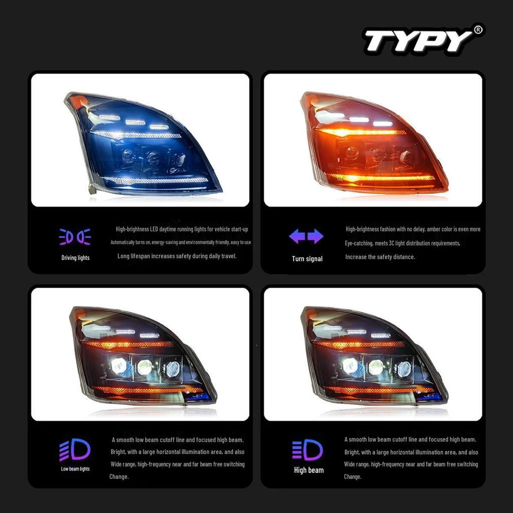 LED Projector Headlights with DRL & Sequential Turn Signals for 2003-2009 Toyota Prado