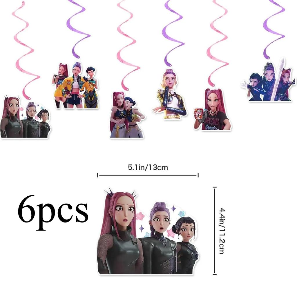 K-pop Demon Hunters Party Favors Cupcake Toppers Anime Demon Hunting Card Group Postcard Stickers Banner Balloon Christmas