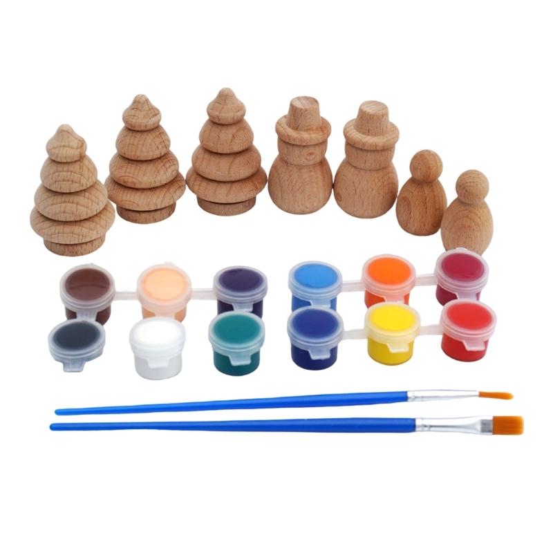 Unbemaltes Holz Baum Steckpuppen Baum Holz Rohling zum Bemalen Basteln Dekoration