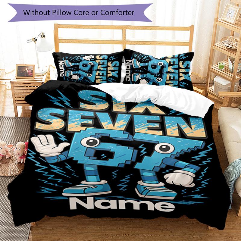 3pcs Custom Name Six Seven Bedding Set Duvet Cover Closure Includes 1 Duvet Cover & 2 Pillowcases for All Seasons Bedroom Decor