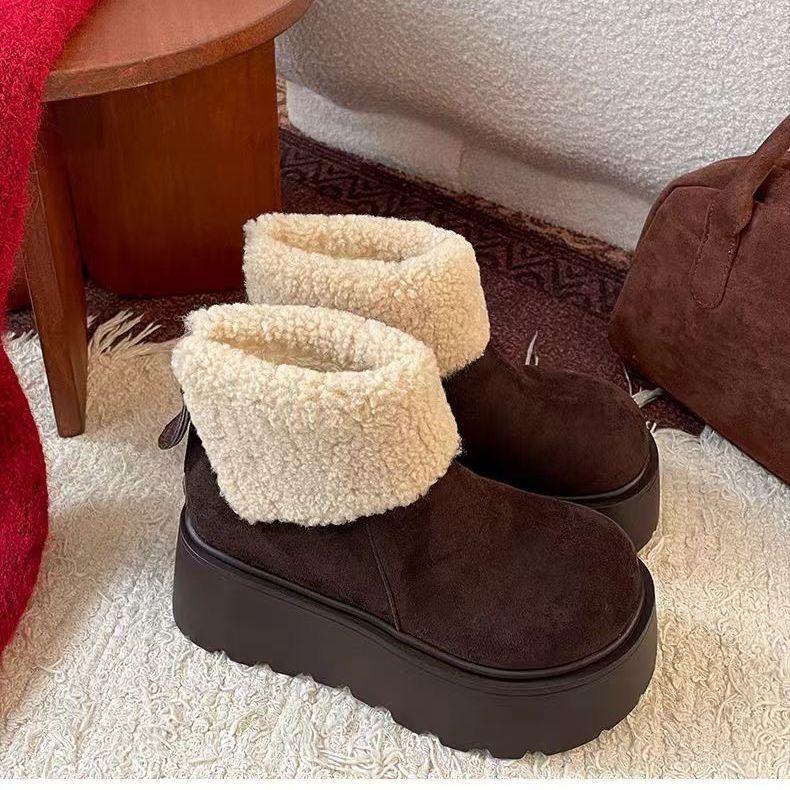 Women's thick-soled velvet thermal casual cotton boots winter and winter new trendy retro versatile small snow boots