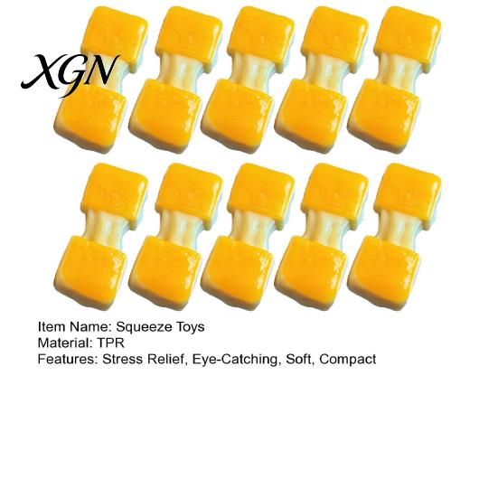 Kids Stress Relief Toy 10Pcs Rice Cake Squeezing Soft Squeeze Realistic Cheese Elastic TPR Baked Design for Desk Relax & Gift
