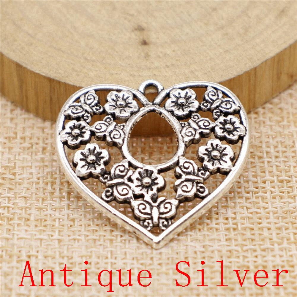 Big Heart Shaped Charms Pendant For Bracelet Necklace Jewelry Making Craft Findings