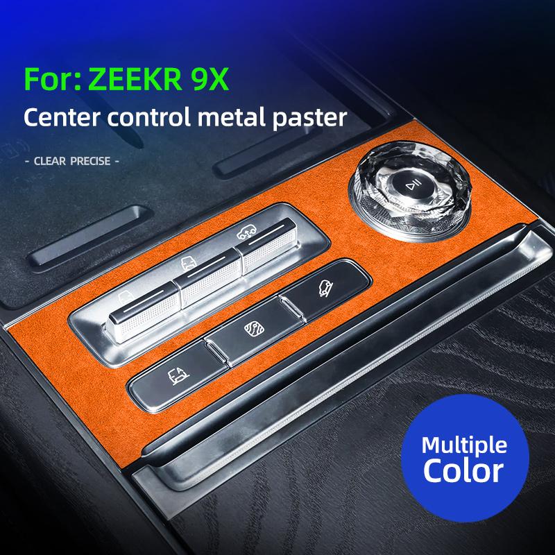 For ZEEKR 9X 2025 2026 Italian Suede Car Central Control Knob Metal Panel Trim Decorative Sticker Interior Trim Accessories