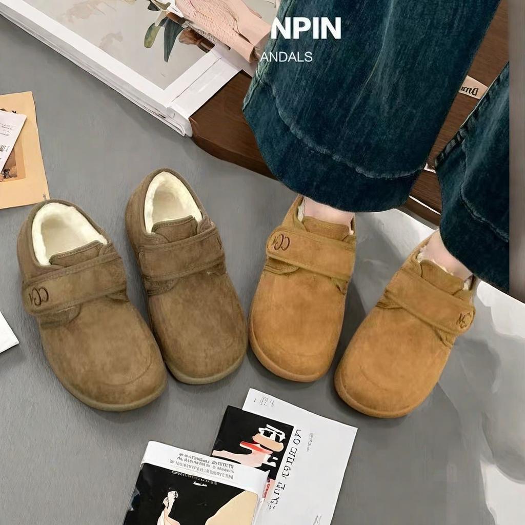 Cotton Slippers Low-top Velcro Velvet Snow Boots Women's Autumn and Winter New Short Boots Comfortable and Versatile Cotton Shoes Keep Warm