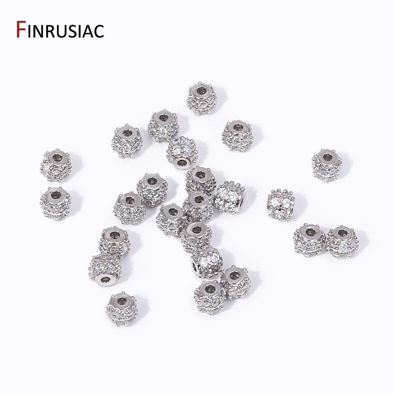 2/4Pcs 18K Gold Plated Brass Zircon Spacer Separator Beads Jewelry Making Supplies For DIY Bracelet Necklace Accessories
