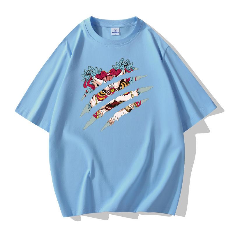 Opera Mask Pattern Men's Short Sleeves Loose Tee 100% Cotton T-shirt Large Size