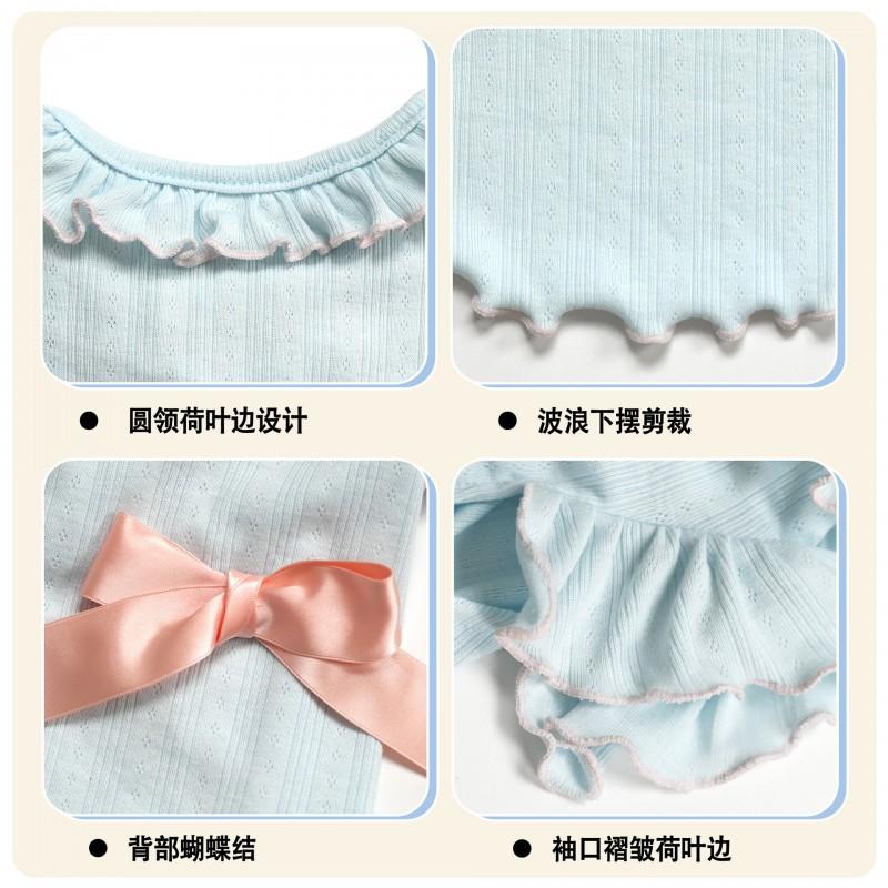 Pet Cotton Blouse With Ruffled Hem Bow Detail Lightweight Cat Top Sleeveless