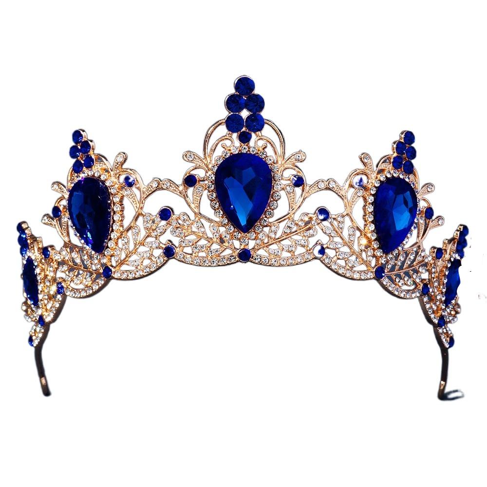 

Блестящая барочная корона Роскошная корона со стразами Повязка на голову Принцесса Тиара Женщины Девушки синий