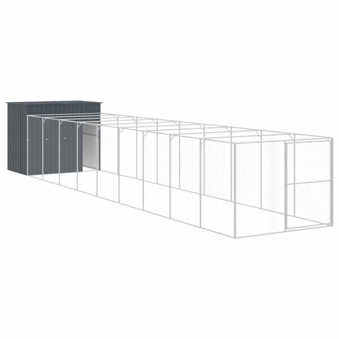 VidaXL Niche pour chien avec cour anthracite 214x1069x181 cm, cage pour chien, abri pour chien, maison pour animaux, cages 3189123