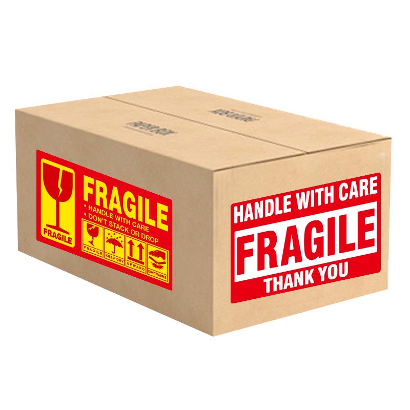 250 samoprzylepnych naklejek „Ostrożnie” - Traktować ostrożnie/Nie otwierać - Angielskie etykiety ostrzegawcze w stylu miedziorytu