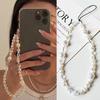 Luxury Pearl Love Heart Short Hand Wrist Lanyard Simplicity Short Phone Strap For Cell Phone Earphones Backpack Camera Chain