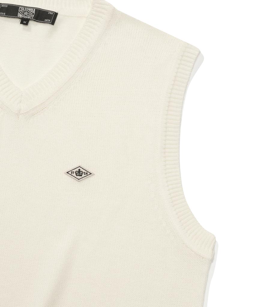 Columbia University 1754 Crown V Neck Vest Sweater Cream