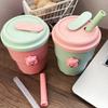 500Ml Coffee Mug With Lid Straw Silicone Cold Juice Milk Tea Mug Leak-Proof Drinking Water Bottles Portable Travel Cup