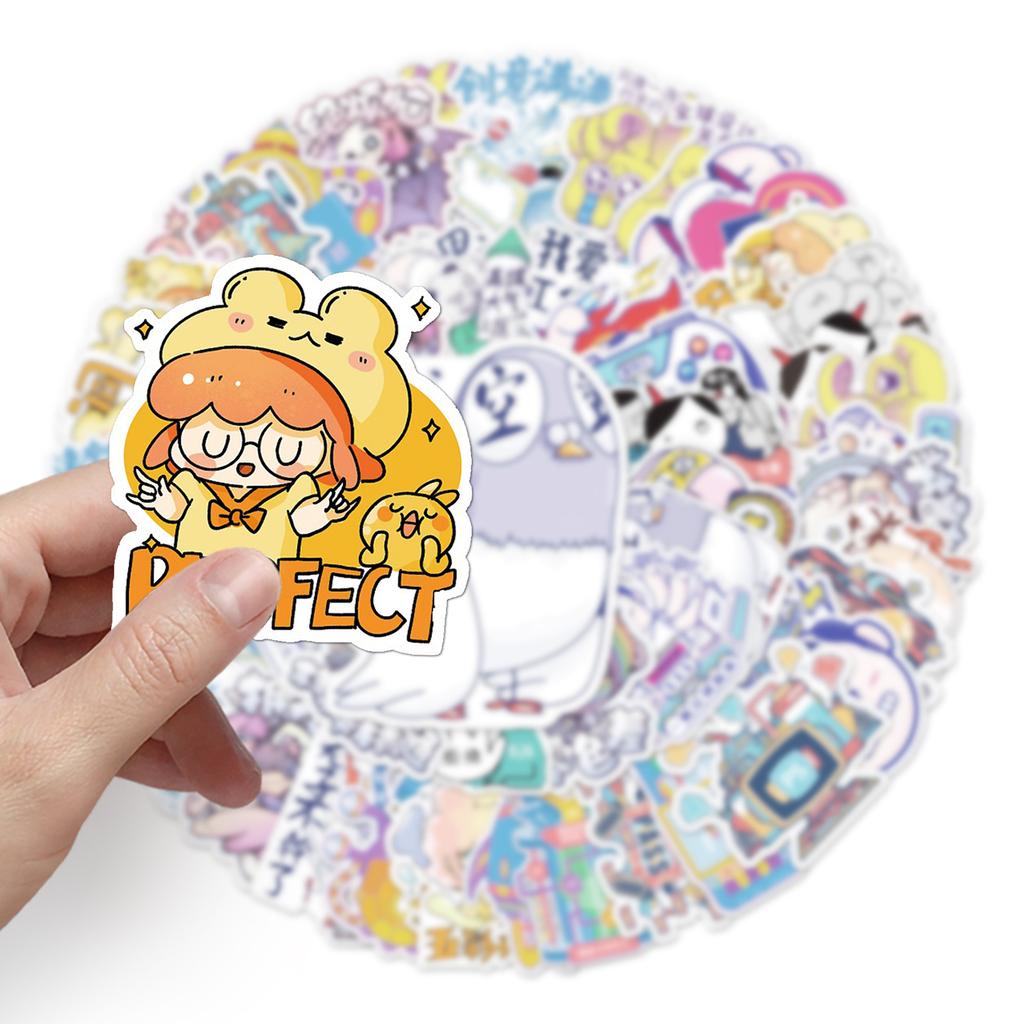 53 Fun Emoticons In The Internet Celebrity Personalized Verbs Slogans Suitcase Car Scooter Mobile Phone Waterproof Stickers