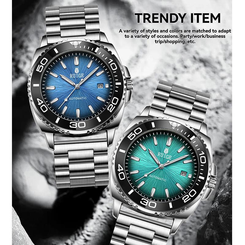 Men's Fully Automatic Mechanical Watches Calendar Stainless Steel Fashion Men's Night Light Waterproof Watch