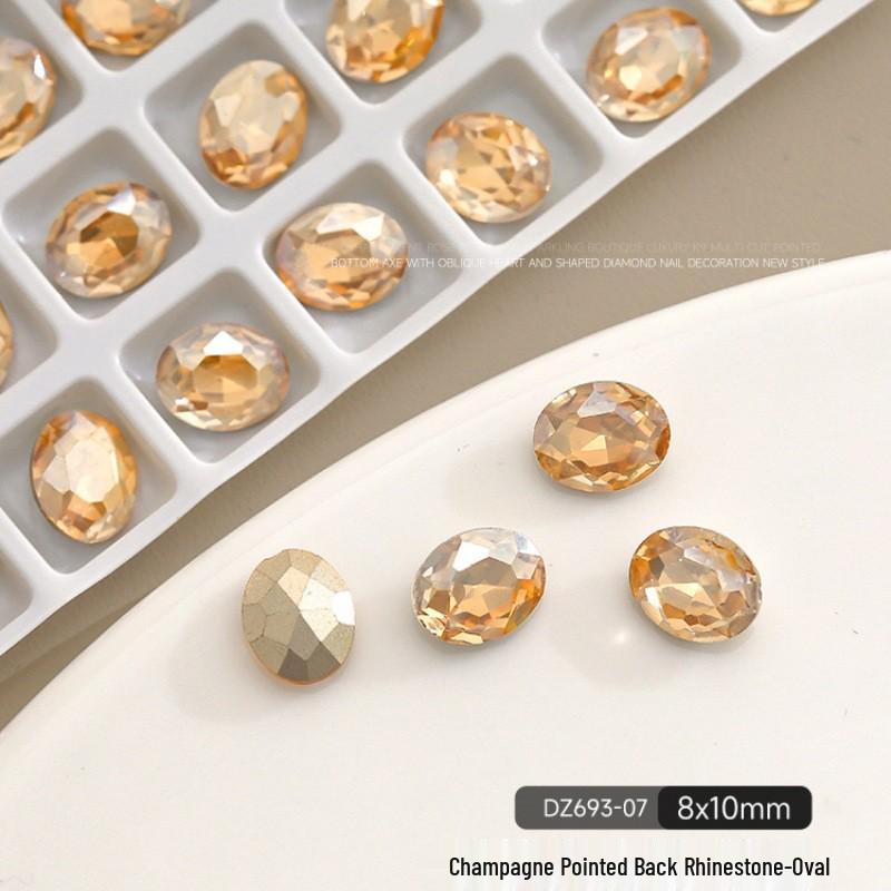 K9 Champagne Nail Art Rhinestone Jewelry - High Quality Irregular Crystal, Fat Square, Water Drop, Heart-Shaped Decorations