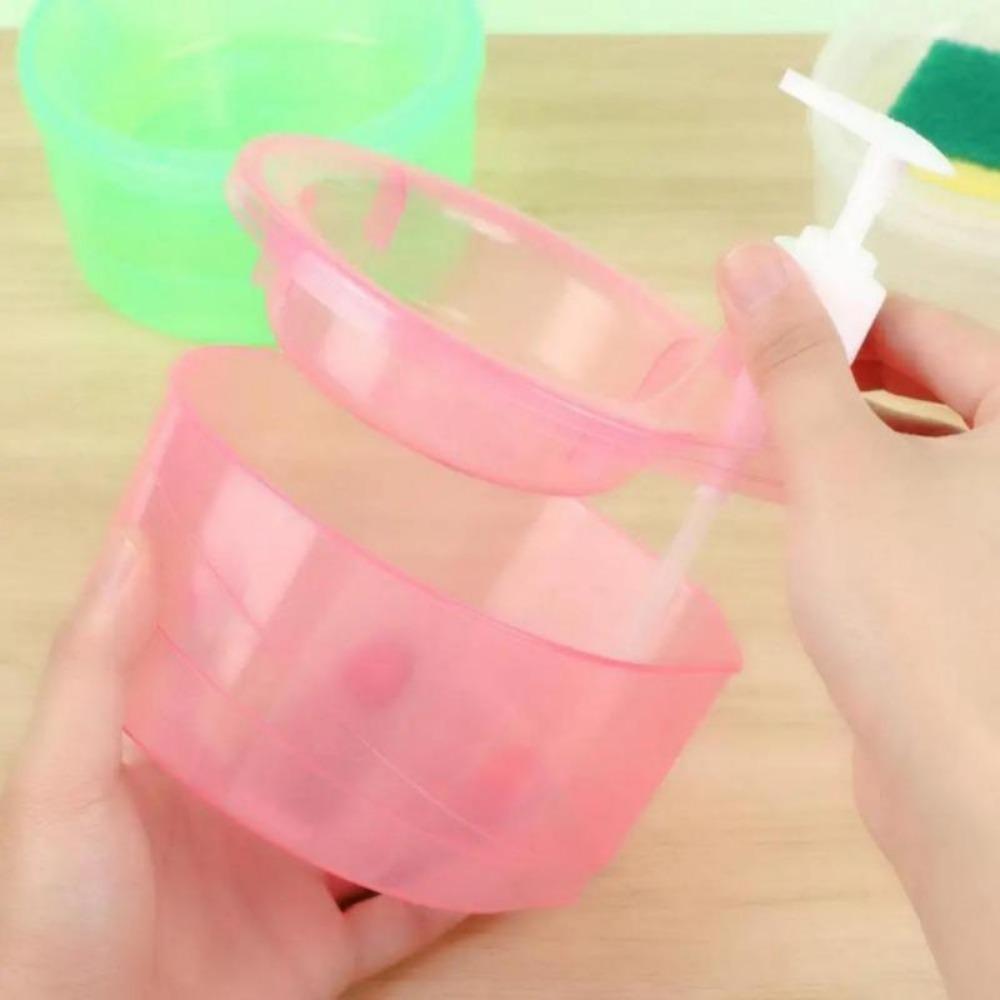 Dispenser Sabun Pinggan Dispenser Detergen Automatik, Kotak Tekan, Dengan Pemegang Span, Untuk Aksesori Basuh Dapur Dan Bilik Mandi Hijau Soap