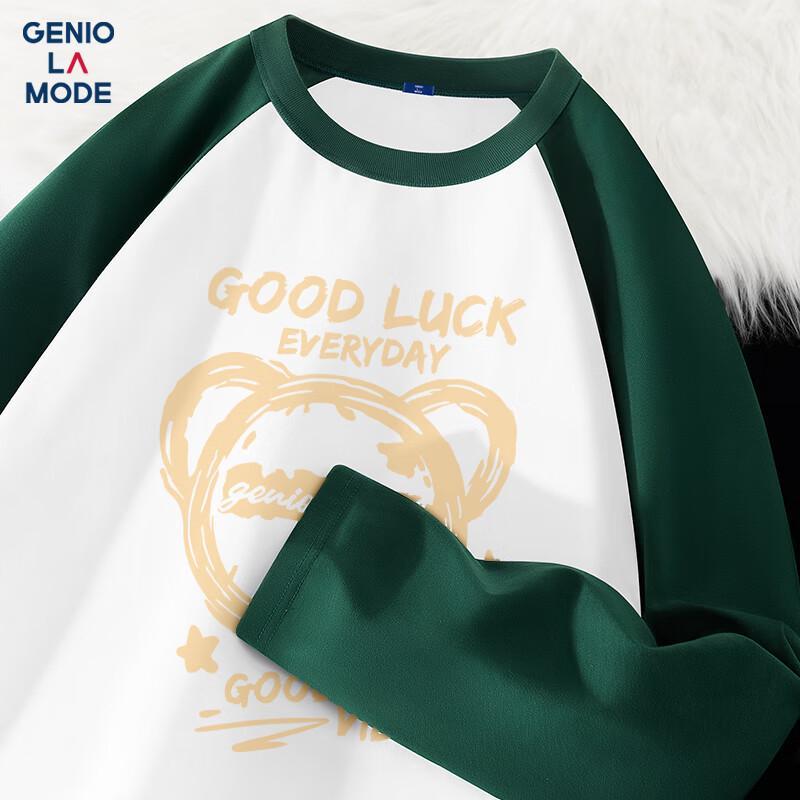 GENIOLAMODE Men s Printed Color Block Cotton Long Sleeve T-Shirt M