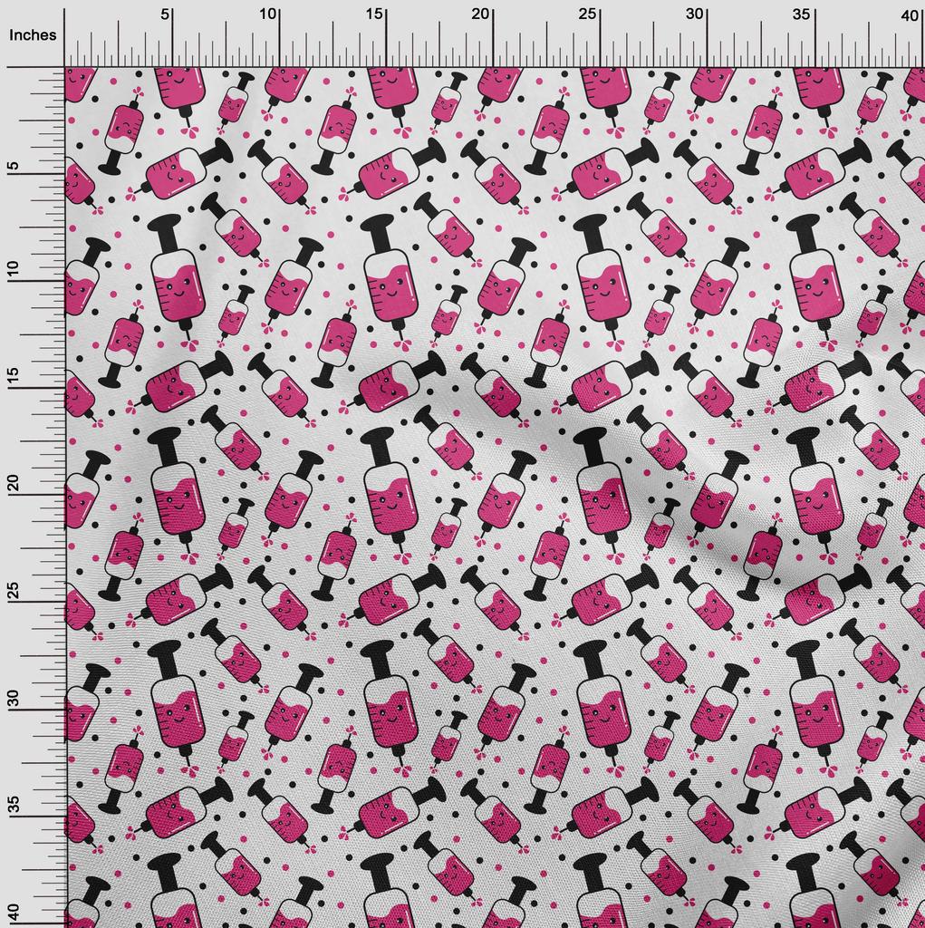 oneOone Cotton Flex Fuschia Pink Fabric Medical Virus DIY Clothing Quilting Fabric Print Fabric by Yard 40 Inche