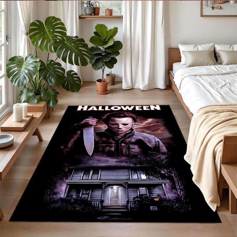 Crystal Velvet Rug Soft Non Slip Indoor Floor Mat Home DecorHalloween Michael Myers