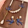 Beads Woven Baroque Pearl Necklace Animal Geometric Earrings Fashion Women's Jewelry Set  Gift