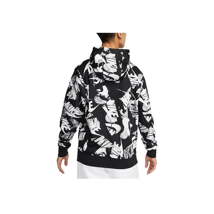 Nike Allover Logo Print Hoodie Sweatshirt Men Tops Black DM6882-010