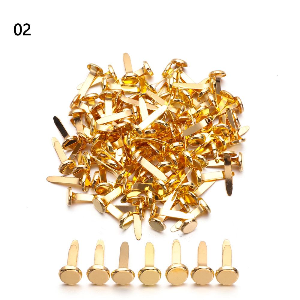 100Pcs Metal Brad Studs Spikes Plated Mini Brads Scrapbooking Embellishment Clasp Fastener DIY Photo Album Crafts Decoration