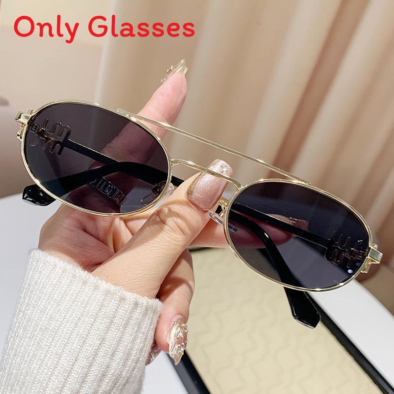 Elegant Metal Frame Oval Sunglasses With Brown Lenses Uv400 For Travel And Casual Wear GoldFrameBlackGray