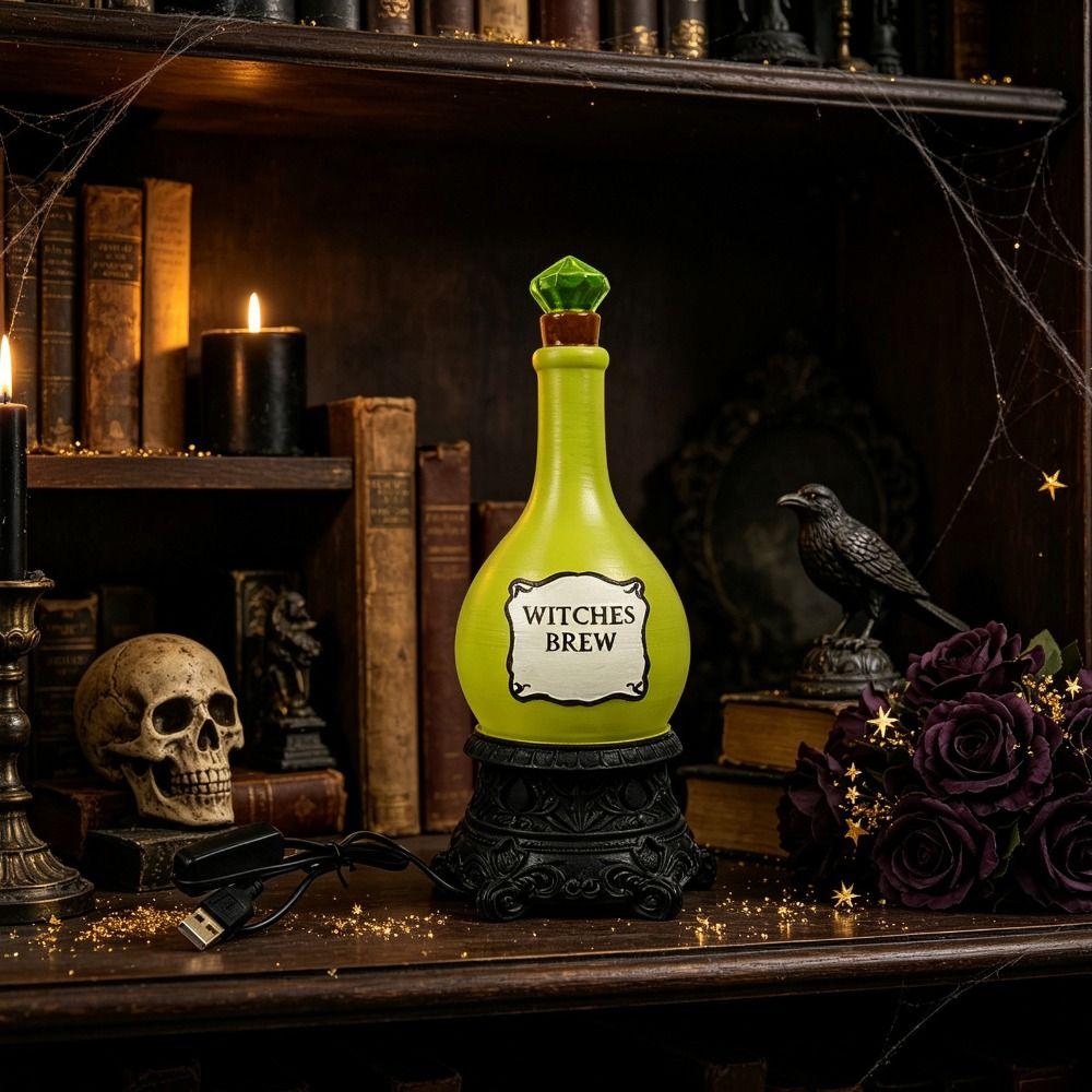Solid Resin Resin Cauldron Light Warm Glow Light Fine Workmanship Witch Cauldron Decor Compact Mini Size Stable Standing