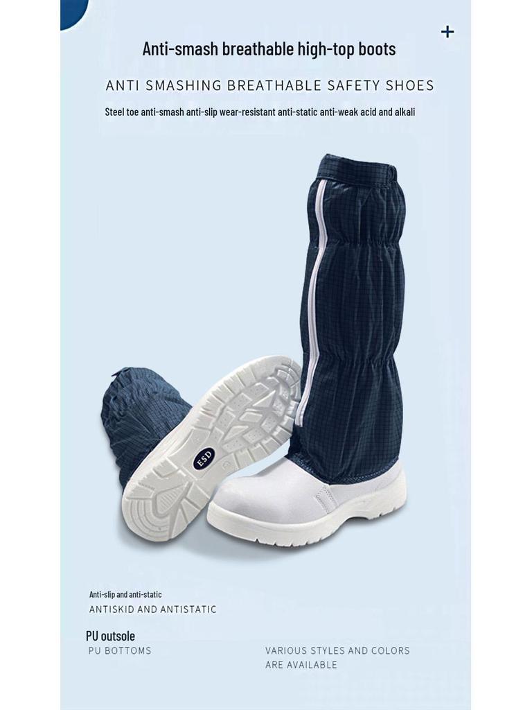 Pegasus Anti-Smash Safety Shoes, Navy Blue Mesh, Cleanroom Dust-Free, Steel Toe, Anti-Slip.