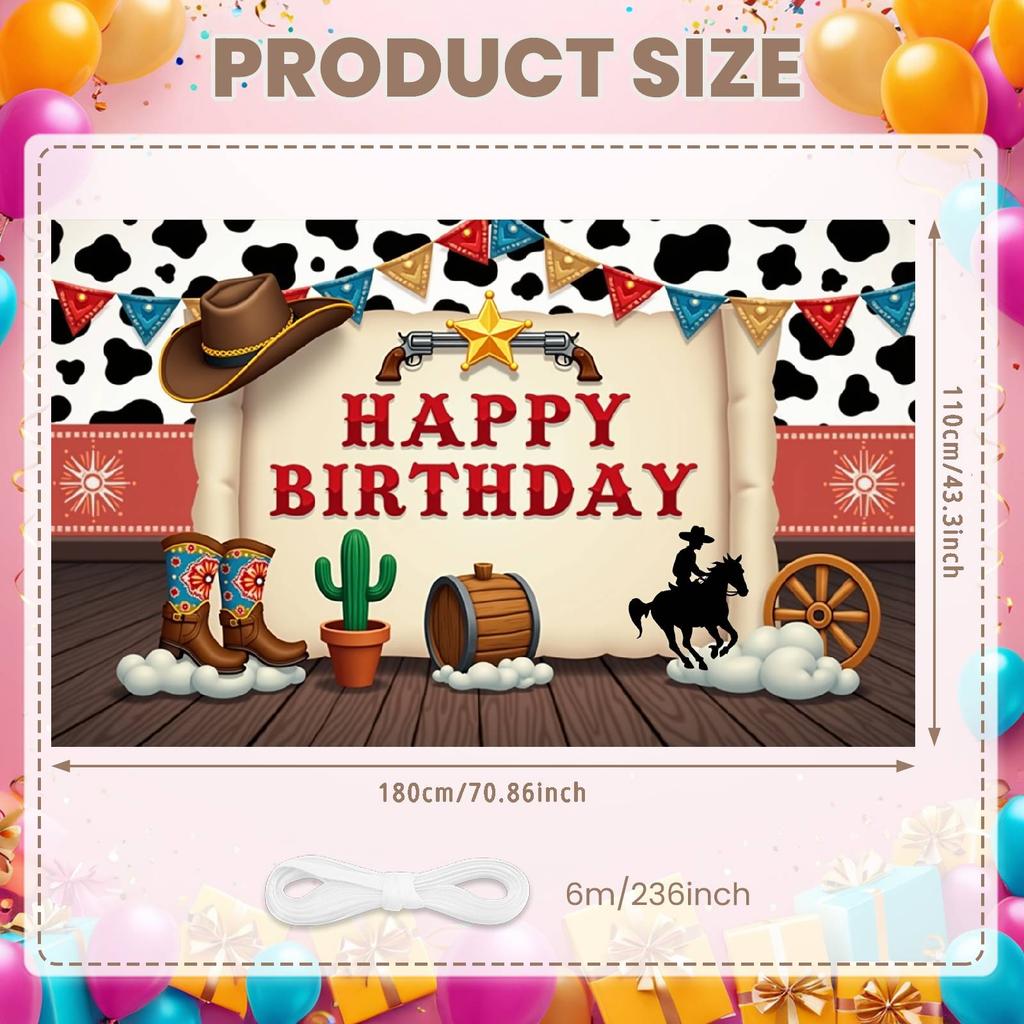Rodeo Birthday Banner Cowboy Riding  Rodeo Party Display Wild West Birthday Banner Gold Star Embellishment