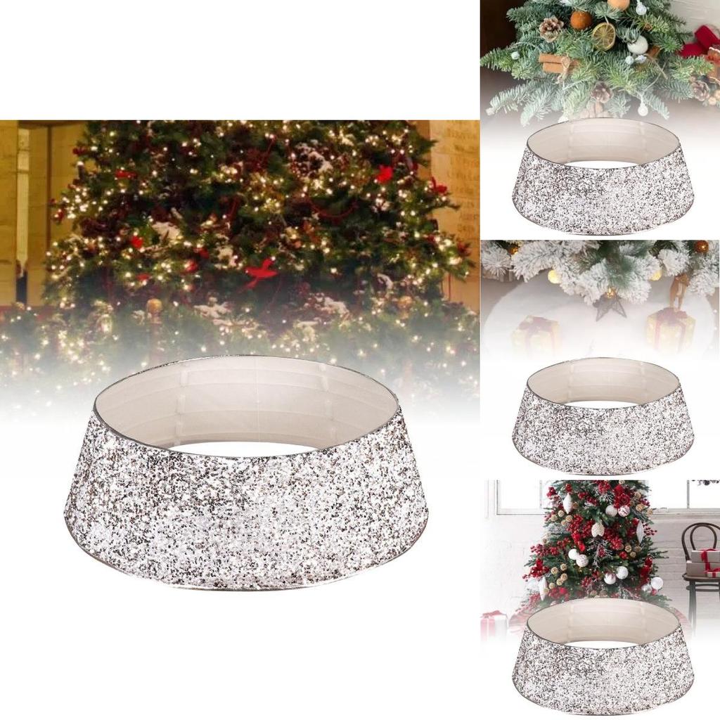 Luxurious Silver White Beaded Christmas Tree Skirt Perfect For Festive Seasonal Decor