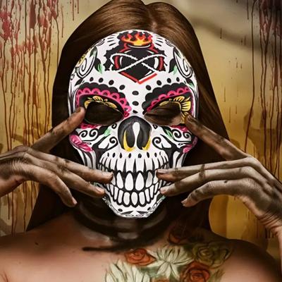 Barevné papírové masky lebky na obličej Maškarní doplňky pro Halloween Mexický Den mrtvých Maškarní párty Dekorace