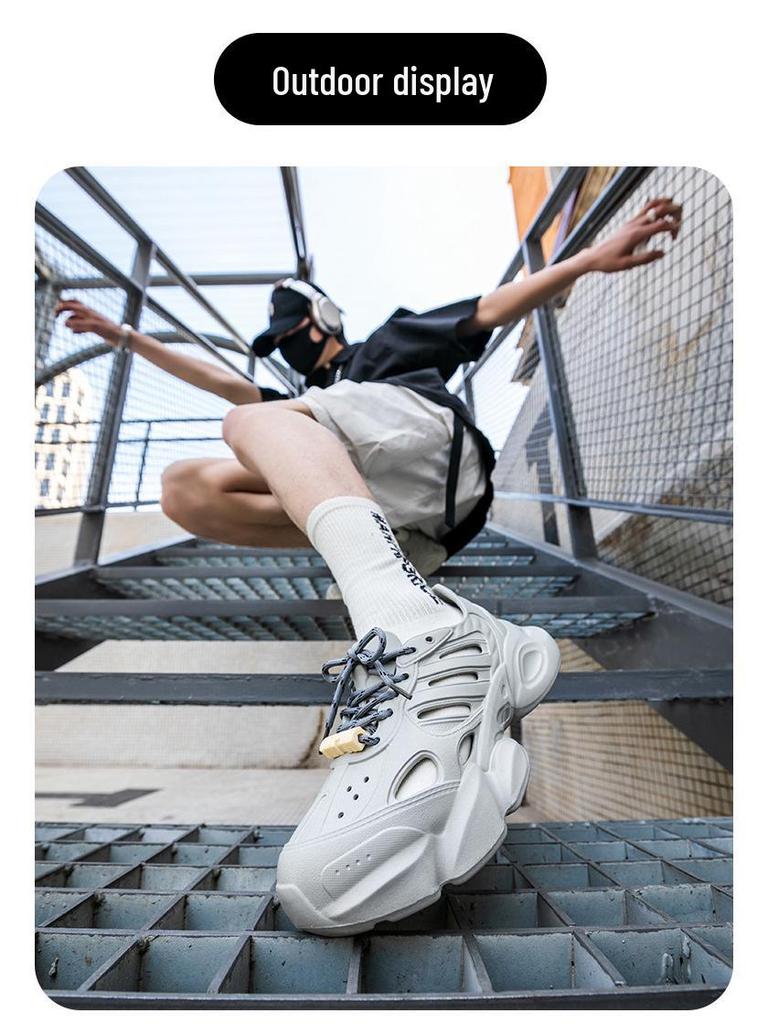 Dad's Lightweight Men's Summer Beach Sports Sandals – Thick-Soled, Lace-Up, Outdoor Wading Drift Shoes