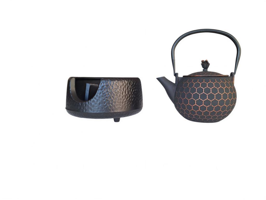 Chaleira de Ferro Fundido 1,2 L com Infusor para Chá e Ervas + Aquecedor