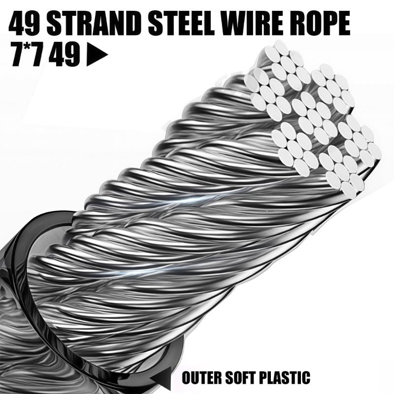 150/200/300cm Safety Rope Heavy Duty Telescopic Secure Gear Tether for Outdoor Stainless Steel Elastic Fishing Lanyard