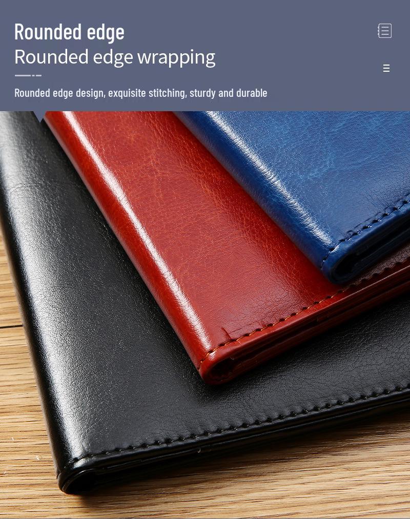 Multifunkční kožená složka A4 s deskami na dokumenty a klipem pro správu dokumentů