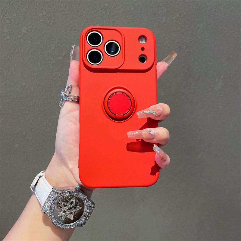 With Ring Holder Stand Shockproof Phone Case For iPhone 17 Air 16e 15 14 13 12 11 Pro Max Plus Xs XR Mini Matte Silicone Soft Back Cover