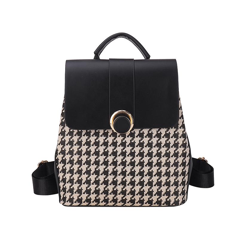 Plaid Commuter Backpack Female Desinvolte New Soft Leather Large Capacity Fashion All-Match Backpack