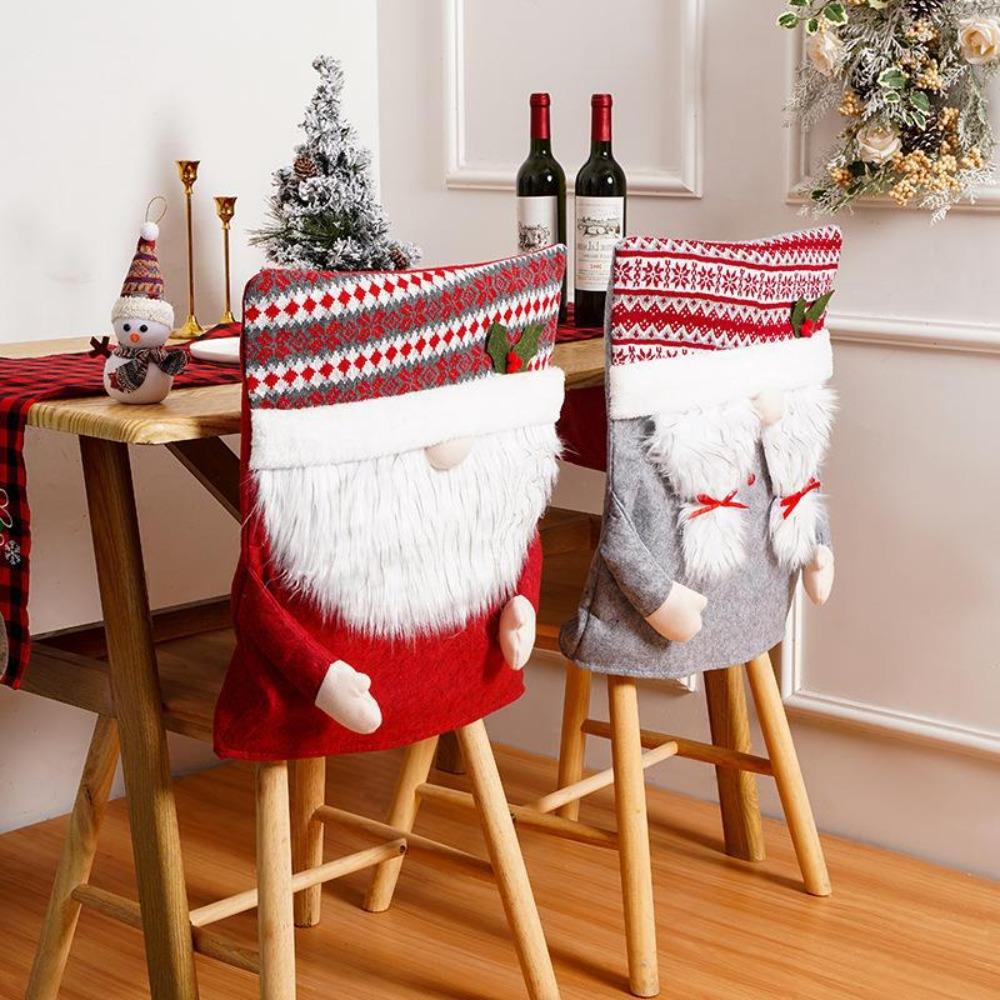 Cartoon Christmas Chair Cover Cloth Classic Faceless Stool Cover Exquisite Cute Dinner Chair Back Decor Couple