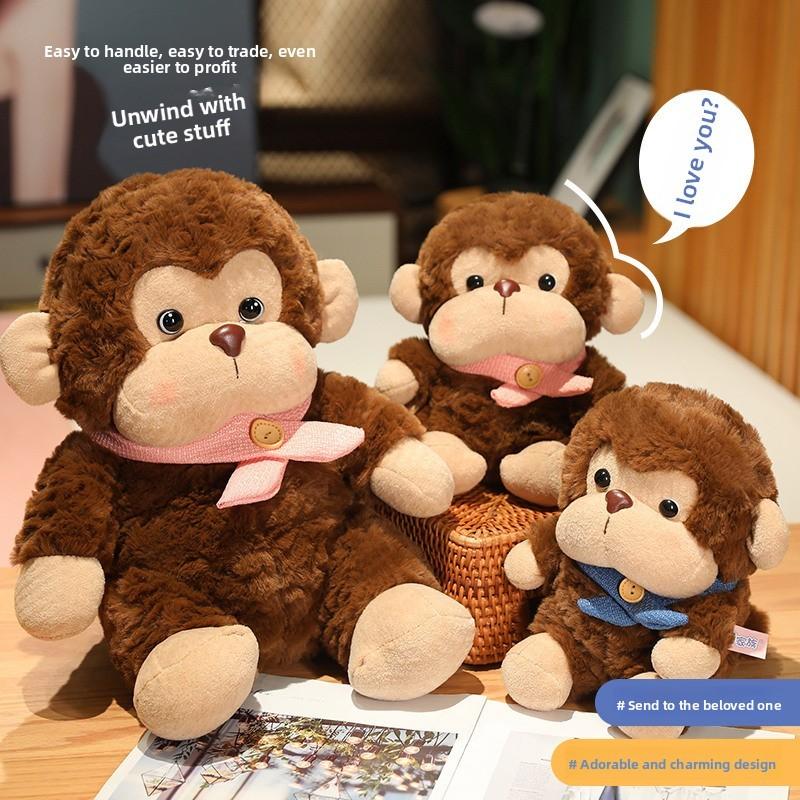 Accu Play Building Block Monkey Plush Toy With Soft Short Pile For Kids Gift