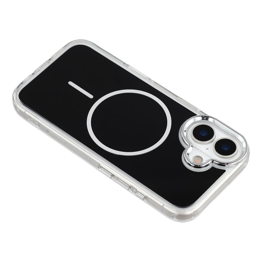 For iPhone 16 Magnetic Case Electroplated Camera Frame TPU Acrylic Anti-drop Phone Back Cover Compatible with MagSafe