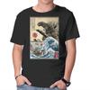 Unisex Crew Neck T-Shirt Straw Hat Pirates Meet Godzilla Graphic Short Sleeve Casual Tee