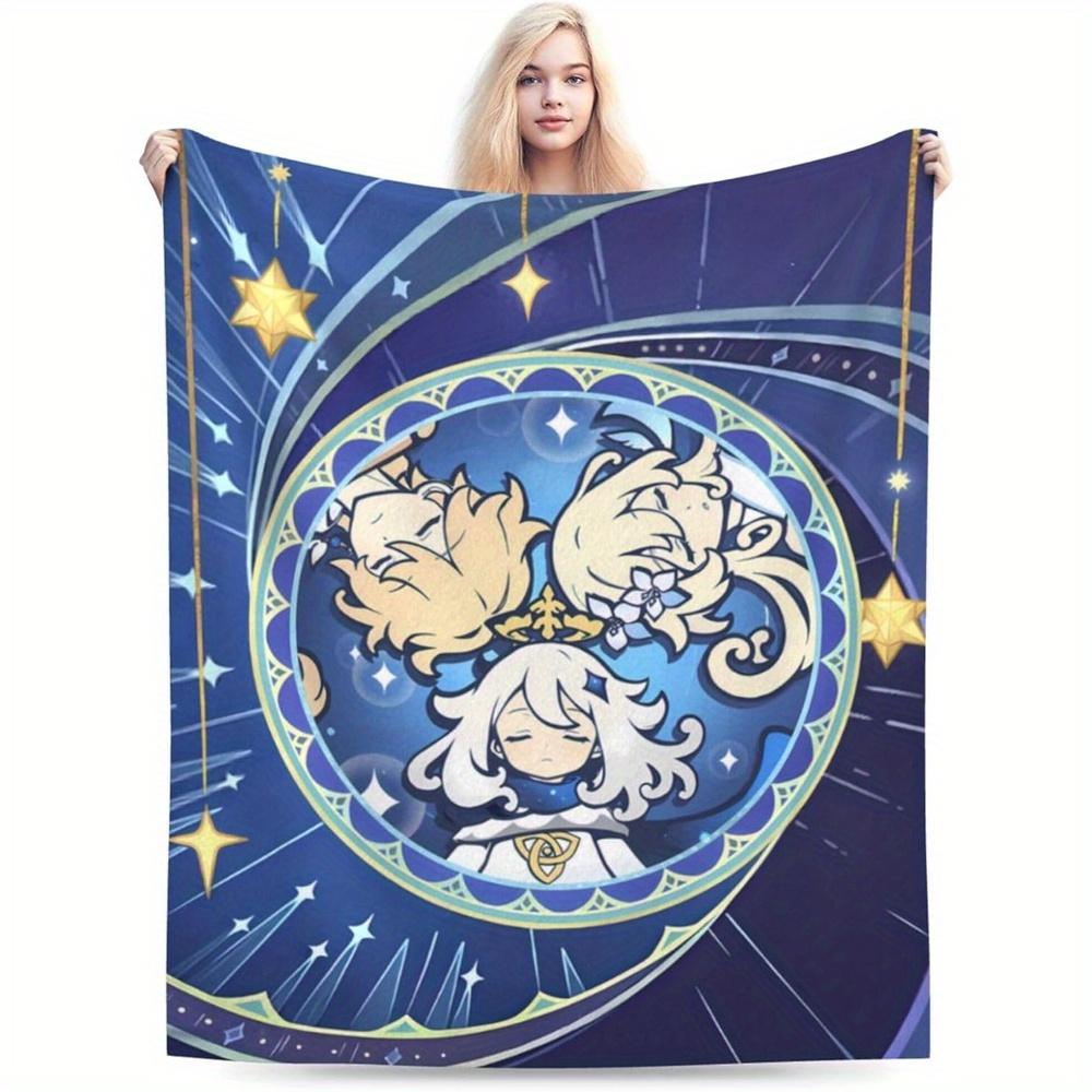 Starry Night Celestial Blanket - Soft Cozy Throw with Magical Anime Design, Perfect for Home Decor, Unique Gift for Fantasy Fans